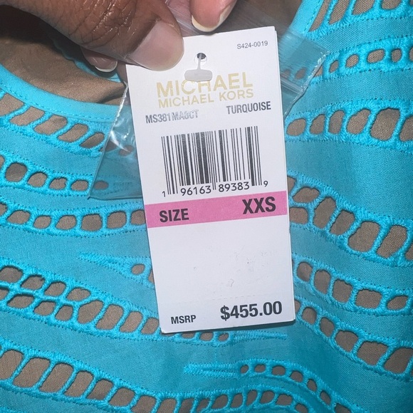 NWT MICHAEL by Michael Kors Elegant Blue ZebraPrint Eyelet Cutout Dress size XXS - Picture 8 of 10